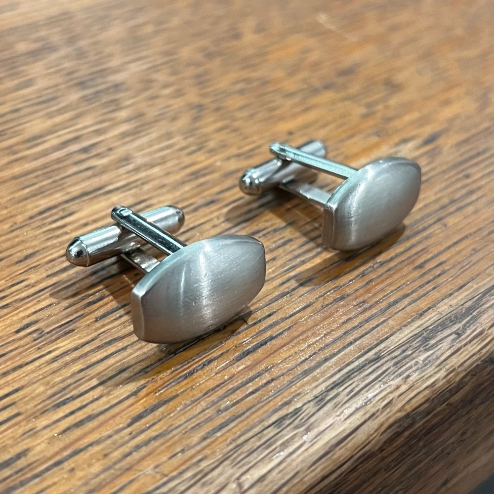 BOGO Brushed Finish Silver Tone Cufflinks